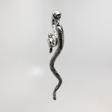 Hissing Snake Post Earrings with Red Crystal Eyes Silver Finish Pewter #852