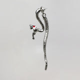 Hissing Snake Post Earrings with Red Crystal Eyes Silver Finish Pewter #852