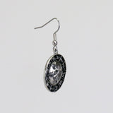 Astrology Wheel Dangle Earrings with Sun, Moon and Zodiac Signs Silver Finish #948