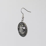 Astrology Wheel Dangle Earrings with Sun, Moon and Zodiac Signs Silver Finish #948