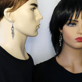 Gothic Handcuffs Dangle Earrings with Skull Keys Silver Finish #953