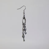 Gothic Handcuffs Dangle Earrings with Skull Keys Silver Finish #953