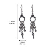 Gothic Handcuffs Dangle Earrings with Skull Keys Silver Finish #953