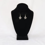 Spider Web Dangle Earrings Silver Finish with Red Austrian Crystals #957