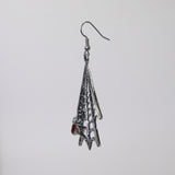 Gothic Spider on Web Dangle Earrings Red Crystals Silver Finish #969
