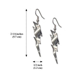 Lightning Bolt Earrings Polished Silver Dangle #986