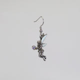 Mystical Fairy Dangle Earrings Cleaer Crystal Ball Sparkling Wings #989