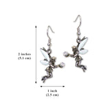 Mystical Fairy Dangle Earrings Cleaer Crystal Ball Sparkling Wings #989