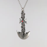 Tribal Gothic Pendulum Axe Silver Finish Red Austrian Crystal Pendant NK-142