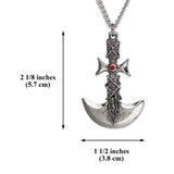 Tribal Gothic Pendulum Axe Silver Finish Red Austrian Crystal Pendant NK-142