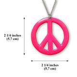Large Peace Sign Neon Hot Pink Enamel Finish Pewter Pendant Necklace NK-15-P
