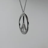 Large Peace Sign Polished Silver Pewter Pendant Necklace NK-15
