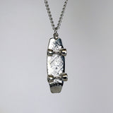 Skateboard with Silver Barefeet Red Enamel \Pewter Pendant Necklace NK-160-7