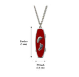 Skateboard with Silver Barefeet Red Enamel \Pewter Pendant Necklace NK-160-7
