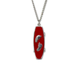 Skateboard with Silver Barefeet Red Enamel \Pewter Pendant Necklace NK-160-7