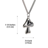 Mushroom with Peace Sign and Black Enamel Accent Silver Pewter Pendant Necklace NK-172