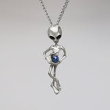 Alien Holding Faceted Crystal Ball Silver Pewter Pendant Necklace NK-247