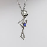 Alien Holding Faceted Crystal Ball Silver Pewter Pendant Necklace NK-247