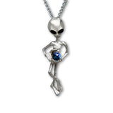 Alien Holding Faceted Crystal Ball Silver Pewter Pendant Necklace NK-247