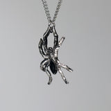 Spider with Black Crystal Body Silver Finish Pewter Pendant Necklace NK-32