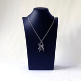 Spider with Black Crystal Body Silver Finish Pewter Pendant Necklace NK-32