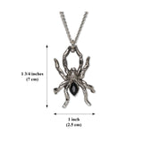 Spider with Black Crystal Body Silver Finish Pewter Pendant Necklace NK-32