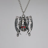 Warrior Skull with SIckles and Red Crystal Eyes Silver Finish Pewter Pendant Necklace NK-330