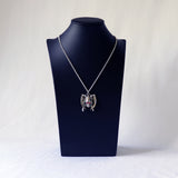 Warrior Skull with SIckles and Red Crystal Eyes Silver Finish Pewter Pendant Necklace NK-330