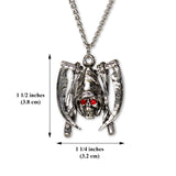 Warrior Skull with SIckles and Red Crystal Eyes Silver Finish Pewter Pendant Necklace NK-330