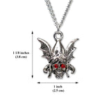 Warrior Skull with Red Crystal Eyes Silver Finish Pewter Pendant Necklace NK-336