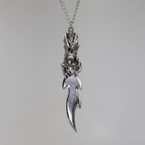 Protective Gargolye On Ceremonial Sword Silver Finish Pewter Necklace NK-346