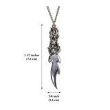 Protective Gargolye On Ceremonial Sword Silver Finish Pewter Necklace NK-346