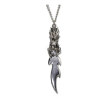 Protective Gargolye On Ceremonial Sword Silver Finish Pewter Necklace NK-346