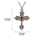 Gothic Cross with Red Stone Medieval Renaissance Pendant Necklace NK-366