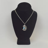 Mystical Moon with Clear Faceted Crystal Pewter Pendant Necklace NK-416