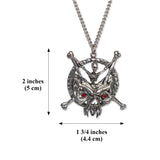 Gothic Skeleton with Crossbones and Demon Mask Pewter Pendant Necklace NK-449