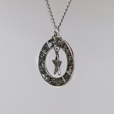 Mystical Pentacle Hanging in Zodiac Circle Silver Finish Pendant Necklace NK-460