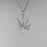 Marijuana Pot Leaf Antique Silver Pewter Pendant Necklace NK-48