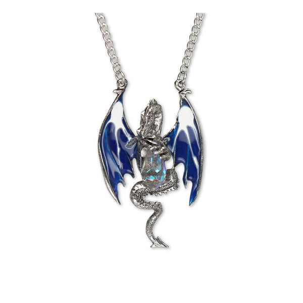Mystical Blue Dragon with Clear Crystal Ball Pendant Necklace NK