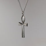 Anhk Cross Polished Silver Pewter Pendant Necklace NK-50