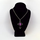 Gothic Cross with Purple Crystals Medieval Renaissance Pendant Necklace NK-518P