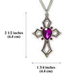 Gothic Cross with Purple Crystals Medieval Renaissance Pendant Necklace NK-518P
