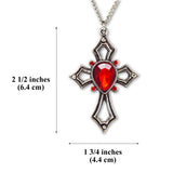 Gothic Cross with Red Crystals Medieval Renaissance Pendant Necklace NK-518
