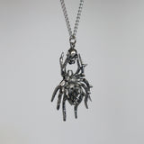 Gothic Spider with Captured Skull Silver Pewter Pendant Necklace NK-54