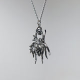 Gothic Spider with Captured Skull Silver Pewter Pendant Necklace NK-54