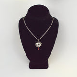 Bleeding Heart Silver Finish Wrapped in Thorns with Red Crystal Pendant Necklace  NK-556S