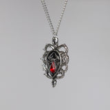 Gothic Spider with Red Stone Body in Thorns Silver Finish Pendant Necklace NK-587