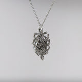 Gothic Rose in Thorns Pendant Necklace in Silver Pewter NK-607