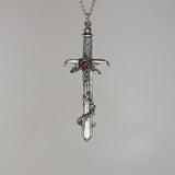 Gothic Rose Sword with Rose and Thorns Silver Finish Medieval Renaissance Pendant Necklace NK-625