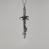 Gothic Rose Sword with Rose and Thorns Silver Finish Medieval Renaissance Pendant Necklace NK-625